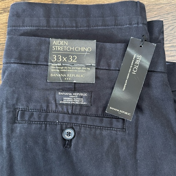 Banana Republic Aiden Stretch Chinos Flat-Front Cotton Blend slim fit - Picture 3 of 5